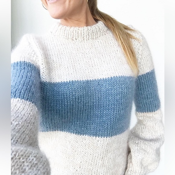 Lascana Venus Color Block Sweater Cream/Blue Stripe Sz Medium - Picture 13 of 13